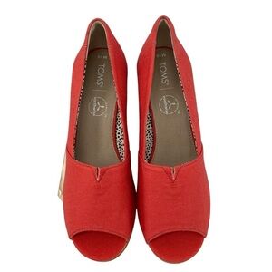 Toms Michelle Slubby Woven Organic Cotton Wedge in Paprika Fresh Flirty - Sz 10